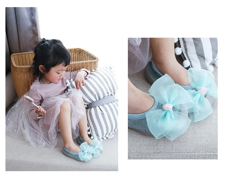 Newborn Boy Girl Anti-slip Socks Baby Anti-skid Soft Socks Baby Lace Bow Socks With Rubber Soles  Toddlers Baby Socks Kids First Walker Warm boy girls First walking slipper Socks (12)