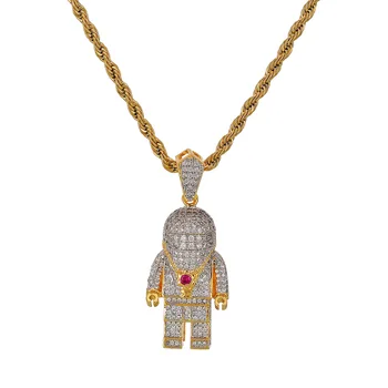 

Moveon Hip Hop Two-color Spaceman Astronaut Necklace Copper Astronauts Charm Pendant Jewelry For Women Gifts Zircon AAA