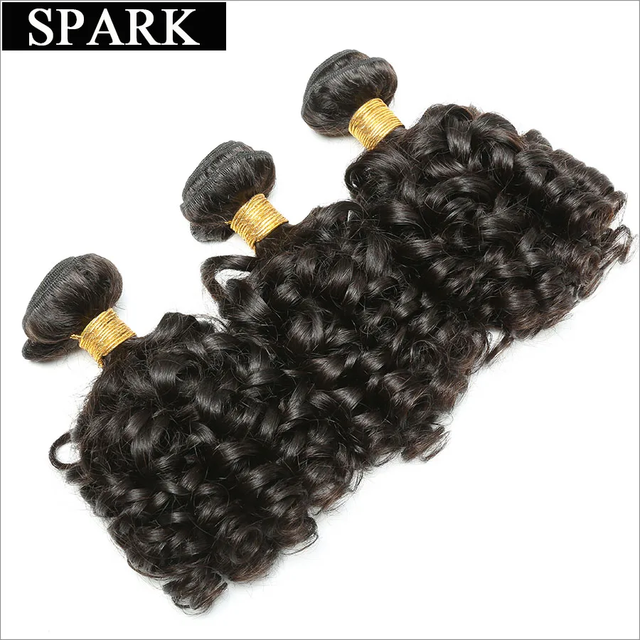 Spark Brazilian Bouncy Curly Hair Bundles Human Hair Weave 8\