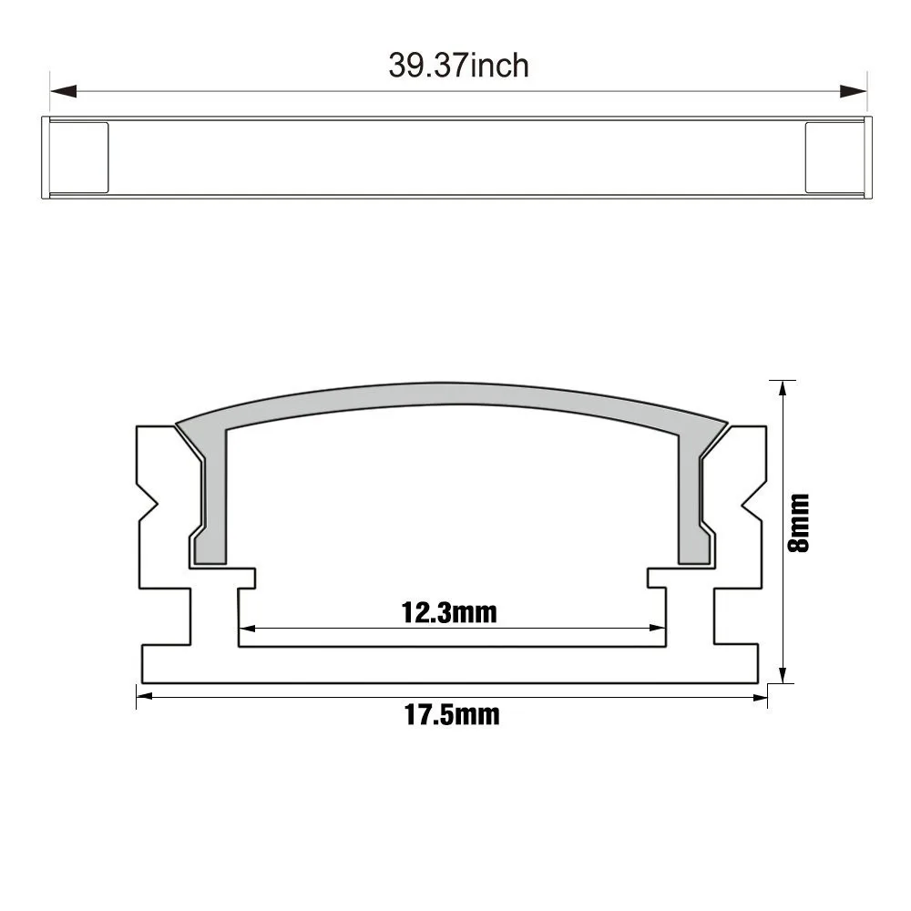 10pcs 1M Aluminum channel case for LED strip bar installation Aluminum Profile with Cover End Caps Mounting Clips dropshipping