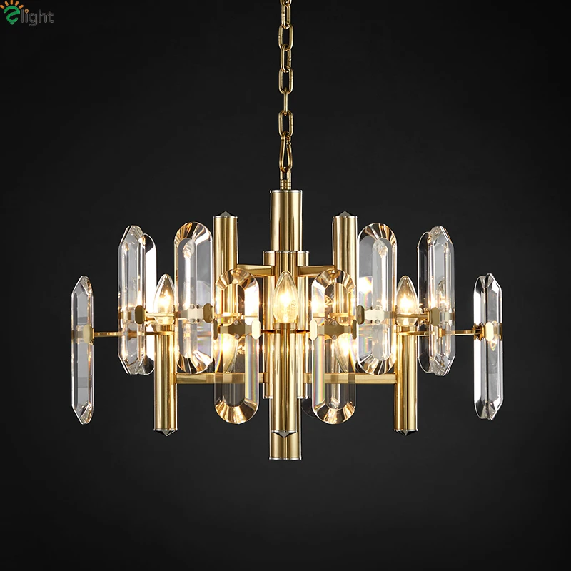 

Modern Lustre Crystal Led Chandelier Lighting Gold Metal Dining Room Led Pendant Chandeliers Lights Living Room Hanging Light