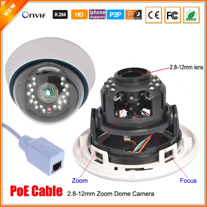 bilder für CCTV-TOP Echt 48 V PoE Ip-kamera 720 P/960 P 1.0MP 1.3mp Kamera IP PoE Vario Zoom 2,8mm-12mm Objektiv ONVIF PoE Kabel bilder für CCTV-TOP Echt 48 V PoE Ip-kamera 720 P/960 P 1.0MP 1.3mp Kamera IP PoE Vario Zoom 2,8mm-12mm Objektiv ONVIF PoE Kabel