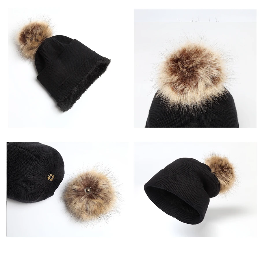 Girita Winter Women's knit hat fleece lined Hats crochet Skullies Beanies Pompon Fur Female Warm Caps The new listing (8)