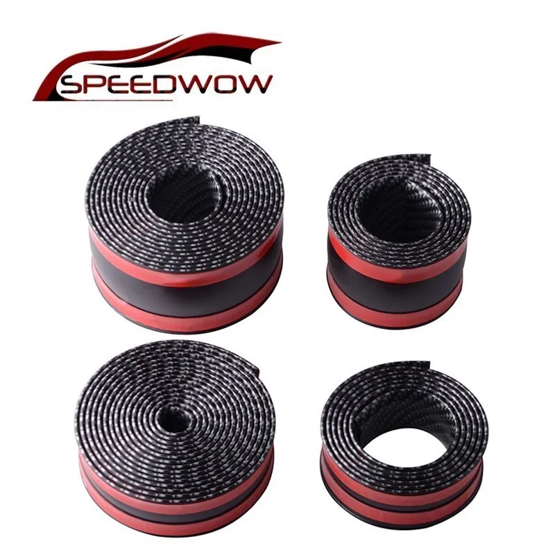 SPEEDWOW Car Door Bumper Carbon Fiber Rubber Lip Universal Front Bumper Lip Moulding Strip Door Sill Protector Edge Guard