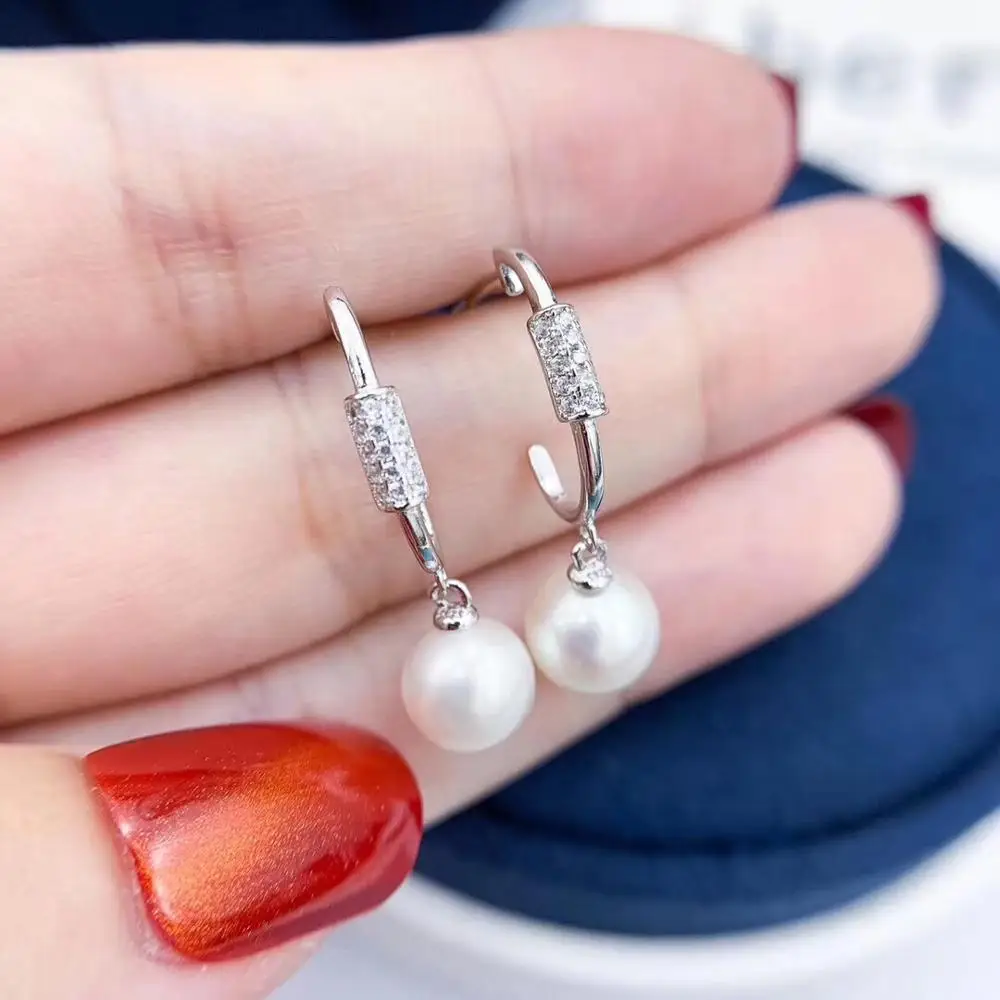 

925 Sterling Silver Flower Earrings Findings Base Earrings Settings Mountings Parts Mounts for Pearls Agate Coral Stones