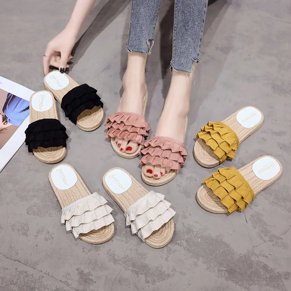 

Women Fashion Solid Color Round Toe Low Heel Sandals Slipper Lady' Beach Shoes WomenShoes Zapatos Mujer Sapato Feminino