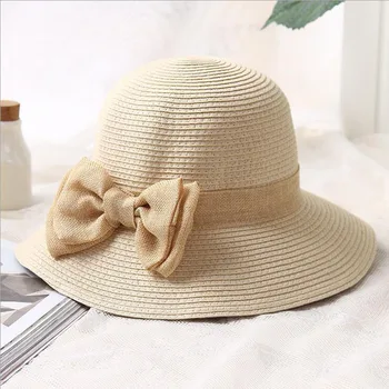 

Women Beach Sun Hat 2018 Spring Summer New Hot Fashion Female Casual Bow Soft Straw Sun Hats Foldable Caps