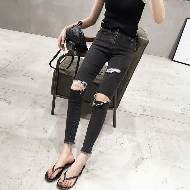 Sexy 2017 Fashion Ripped Jeans For Women High Waist Women