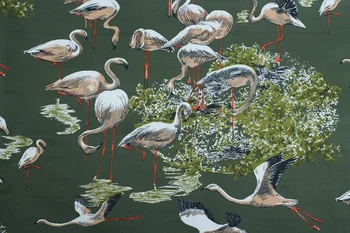 

Free ship 100% cotton canvas fabric flamingos print patter 2 high quality 55" by yard