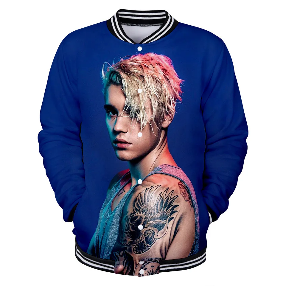 Justin Bieber 3D Print Jacket Coat Autumn Winter New Men Jackets Kpop Fashion hip hop Sweatshirt Streetwear Hoodies Plus Size