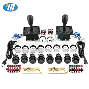 white and black DIY аркадная игра комплект USB к нулю плата с временной задержкой USB энкодер к ПК/Raspberry pi 8 джойстик 28 мм Кнопка 2 игрока набор - Цвет: white and black