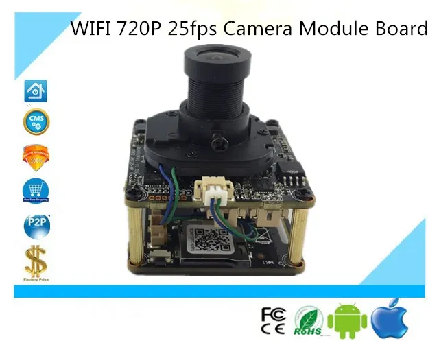 WIFI беспроводной AP IP HD модуль камеры плата с M12 объективом 720P 1280*720 25fps рыбий глаз