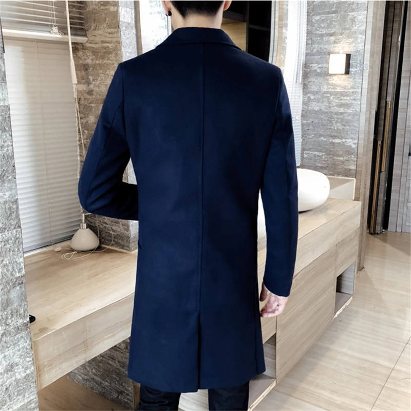  Autumn New Business Mens Long Jacket Large Size S-5XL Woolen Fabric men Trench coat Fashion casual 