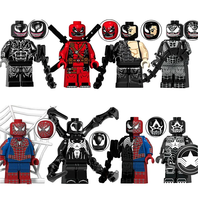 

NEW Super hero Venom Movie Series Deadpool Spiderman Ironman Super Hero Action Building Blocks kids gifts