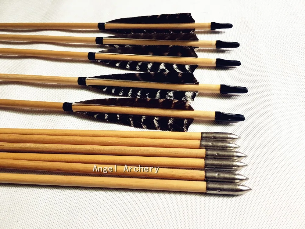 12pcs Archery Eagle feather wooden arrow with nocks wood shafts arrows