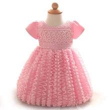 2017 vestidos de recém-nascidos do bebê flower girl dress rosa tutu dress cerimônias de batismo vestido de bebê roupas das meninas vestido de menina bebe
