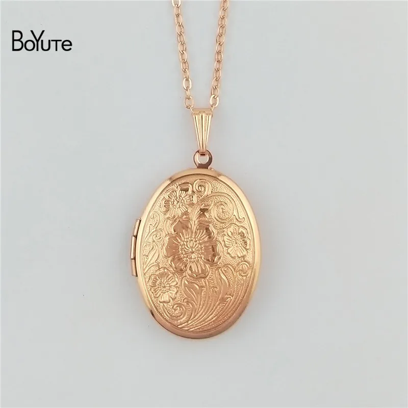 BoYuTe 70CM Chain 2329MM Oval Open Photo Pendant Locket Necklace Vintage Jewelry (4)
