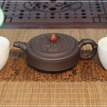 Плоской формы необычный настоящий исинский китайский чайник для набора Кунг Фу Ча Молитва о счастье 190 мл