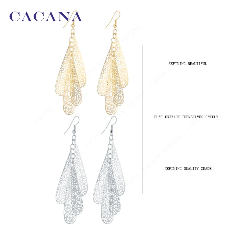 CACANA Dangle Long Earrings For Women Hollow Slim Line Pattern Bijouterie Hot Sale No.A600 A601