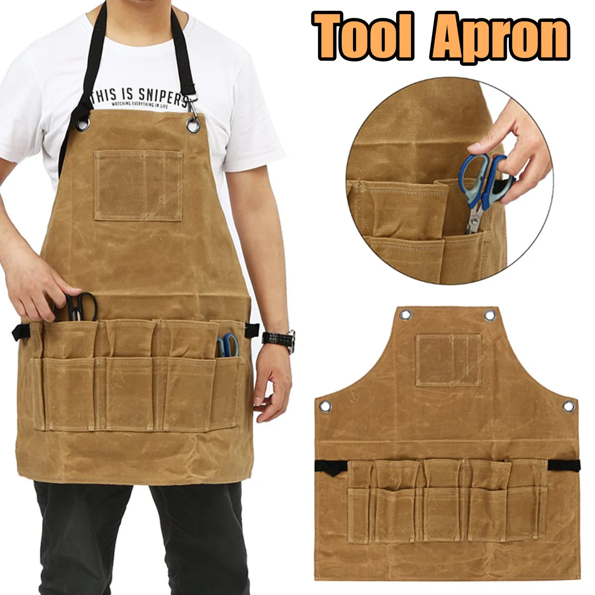 

Multifunctional Wax Canvas Tool Apron Handmade Adjustable Belt Professional Waterproof Garden Tools Apron Heavy Duty Work Aprons