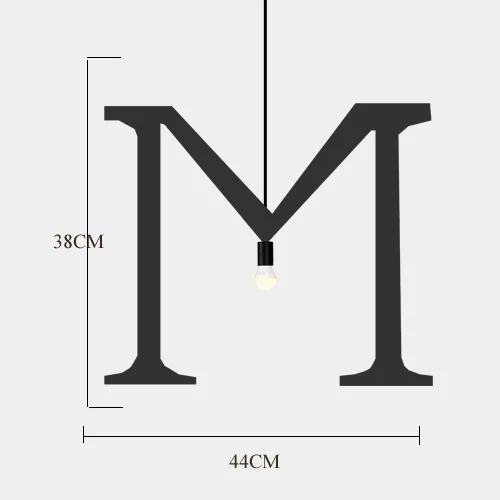 Aqumotic подвесной светильник-люстра из кованого железа для спальни, черный бар, железный светильник с буквами, 1 шт., индивидуальный художественный светильник s Cool One Letter
