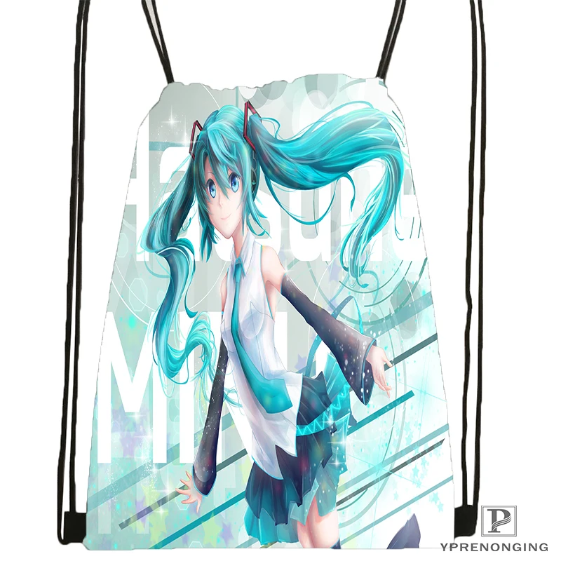 Custom Hatsune Miku Megurine походная сумка на шнурке Cute Daypack Kids Satchel(черная спина) 31x40 cm#180531-03-37