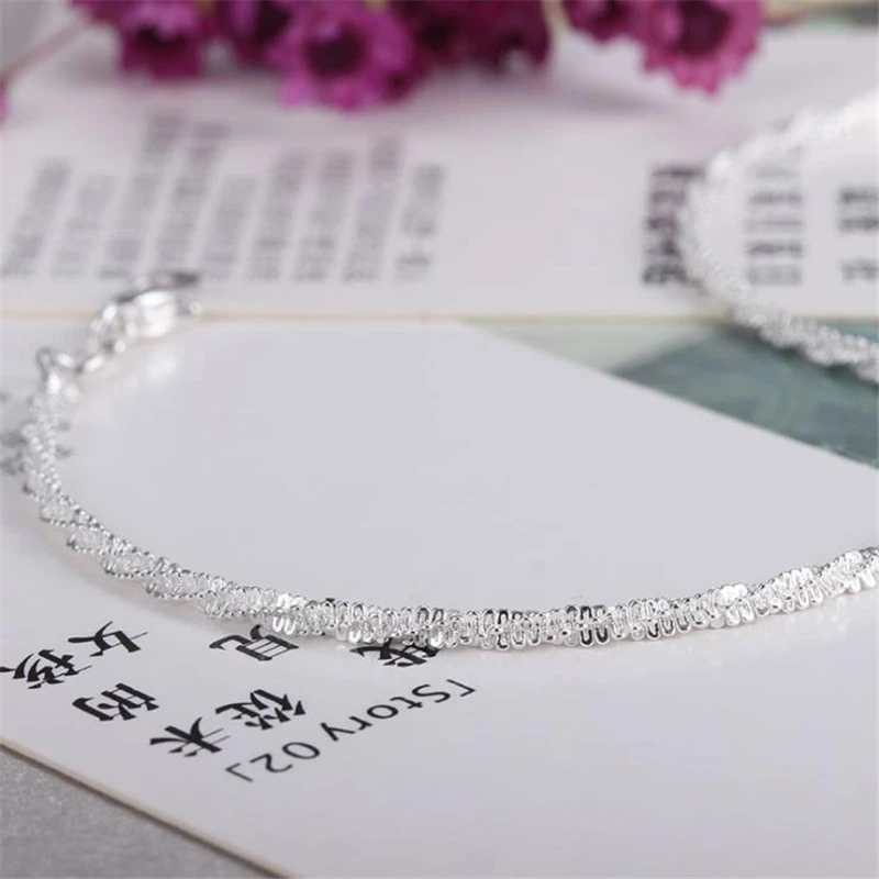 KOFSAC 2018 New Intertwined 925 Sterling Silver Ankle Chain Simple Gypsophila Chain Anklets For Women Jewelry Girl Best Gift KOFSAC 2018 New Intertwined 925 Sterling Silver Ankle Chain Simple Gypsophila Chain Anklets For Women Jewelry Girl Best Gift