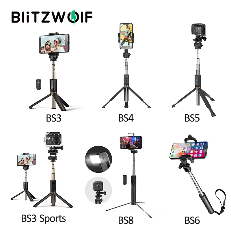 

BlitzWolf Wireless bluetooth Selfie Stick Tripod Mini Extendable Monopod Universal For iPhone For Samsung For Iphone For Canon