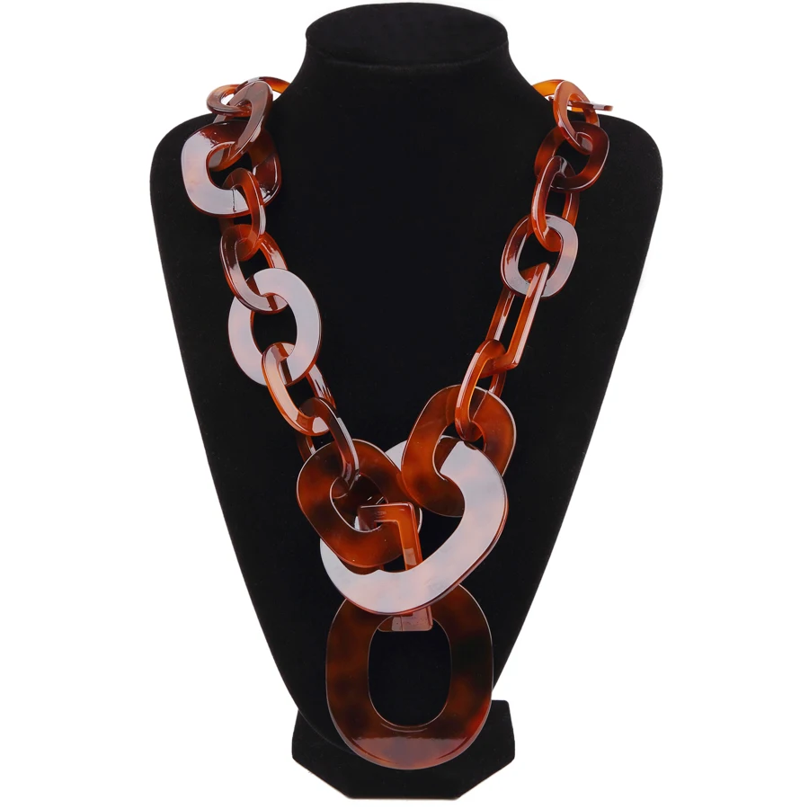 Nový módní řetězec Dlouhé náhrdelníky Hnědá želva Akrylové náhrdelníky pro ženy
