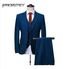 2018 hot sell Latest Coat Pant Designs Men Suit Blue Marriage wedding Prom Tuxedo Style Groom Blazer 3 Piece Terno Masculino 