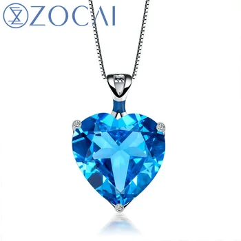 شراءقلادة زكاي أورورا 8.0 CT معتمدة على شكل قلب مزركشة بالتوباز الازرق 9K ذهب ابيض (Au750) + قلادة ذهب 18k D01752