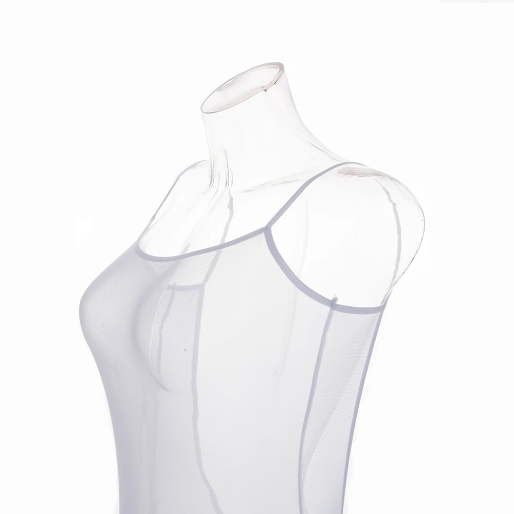

Black/ White Women Sexy See-Through Transparent Sheer Backless Thongs Sleeveless Swimwear Bodysuit Perspective Ice Silk Hot