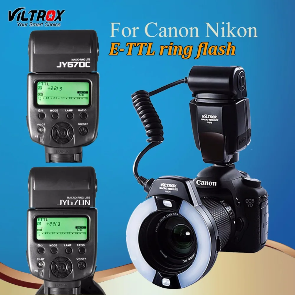 Viltrox JY 670C/n câmera led ttl macro anel flash luz speedlite para