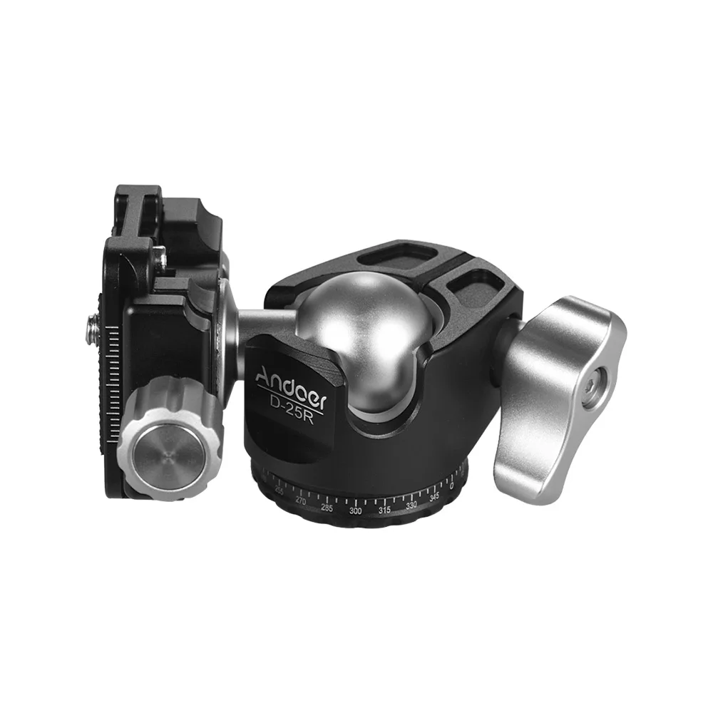 Andoer Double Notch Ball Head Mini Ballhead Low Center of Gravity for
