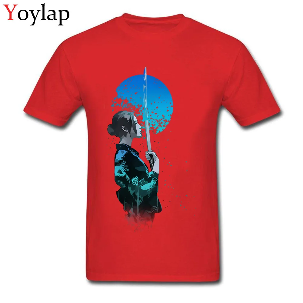Cheap Printed On T-shirts Summer Pure Cotton O-Neck Tops Tees Short Sleeve Printed On Blue Moon Samurai Tee-Shirts Top Quality red