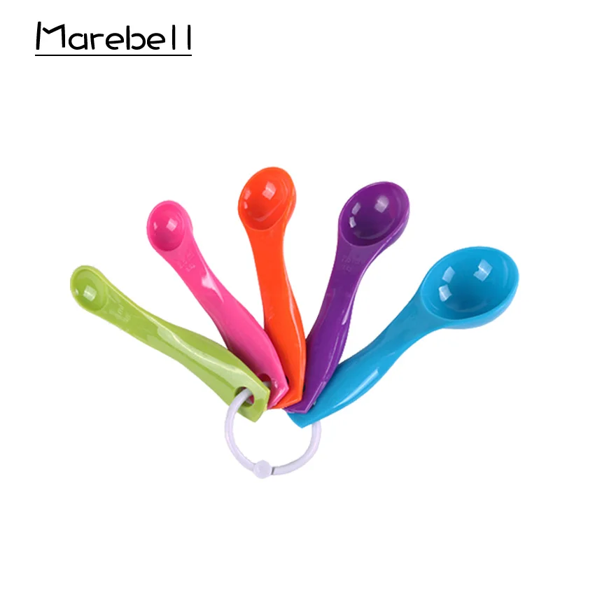 Пластиковые измерительные ложки Marebell 5 шт. кухонные цветные мерные стаканчики
