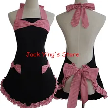 Белый черный кухонный фартук с большим бантом, женский корейский хлопковый клетчатый гофрированный кухонный салон, Avental de Cozinha Divertido, сарафан Apro