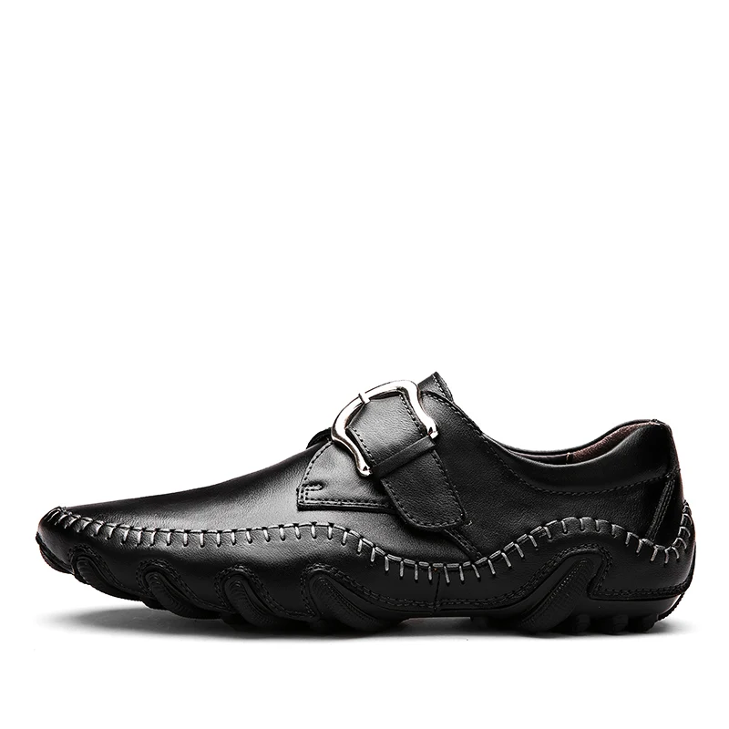 Высококачественная Мужская Повседневная обувь ручной работы; обувь из натуральной кожи; мужская обувь на плоской подошве без шнуровки; Мужская Уличная обувь