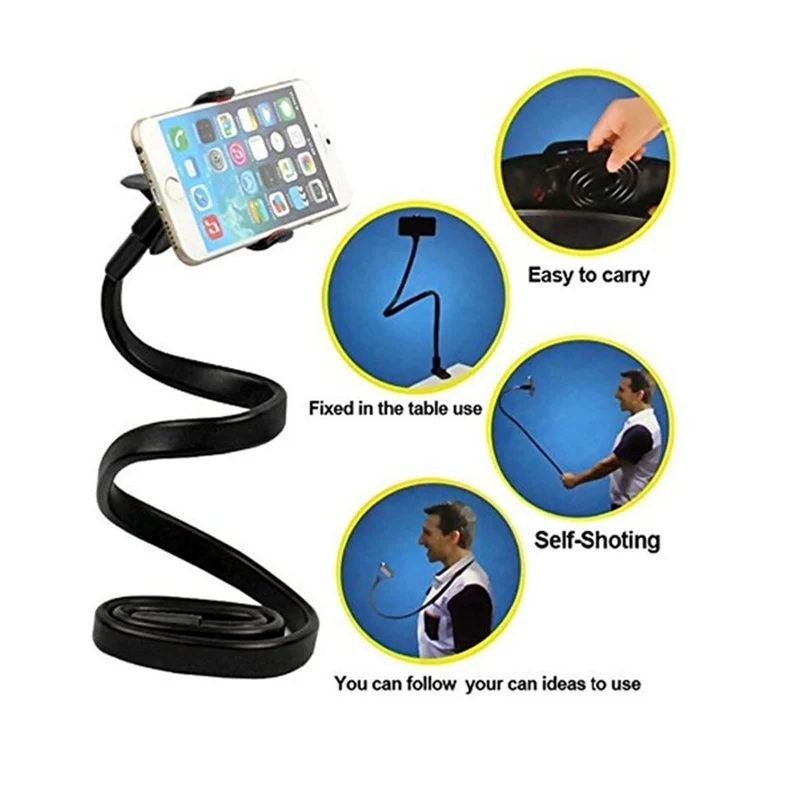  BGreen Bendable Universal Mobile Cell Phone Desk Holder 360 Rotating Clip Bed Stand For iPhone 5S 6