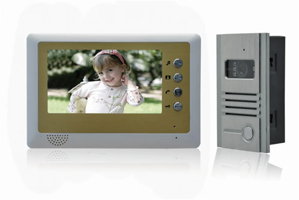 видеодомофон встроенный в дверь. Kcv-a374 черный. домофон с камерой doorbell. видеодомофон с сенсорным экраном 7 дюймов цвета шампань. видеодомофон монитор 7 дюймов.