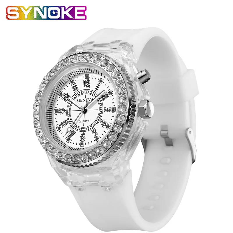 

SYNOKE Children's Watches Girls Boys Quartz Children's Watches Kids Watch Waterproof Glowing Diamond Watch cocuk saatleri 2019
