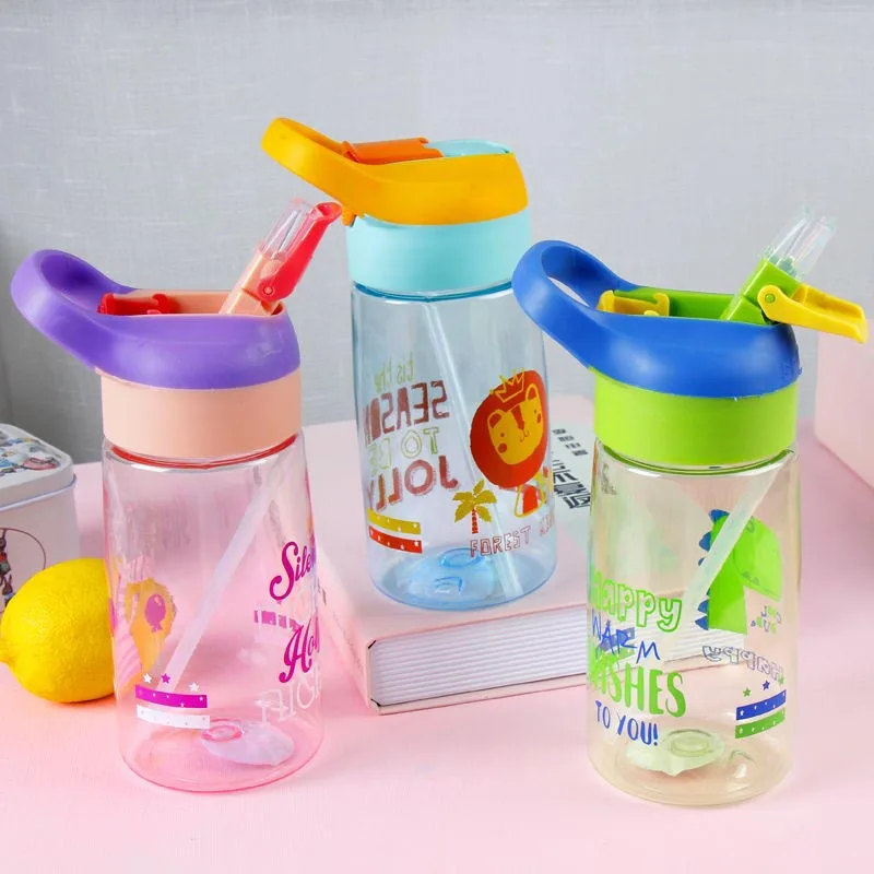 

Kids Cartoon Animal Plastic Sippy Water Bottle With Handle To Carry And Prevent Leakage Plastic Bottle for Water 500ml