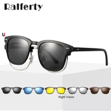 Ralferty, гибкие, 5 в 1, магнитные, на застежке, солнцезащитные очки для мужчин и женщин, поляризационные, UV400, солнцезащитные очки, очки по рецепту, оправа, без диоптрий