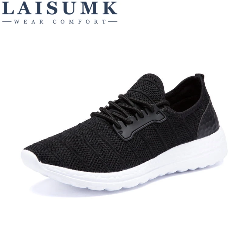 

2019 LAISUMK Spring Summer Street Light Fashion Trend Sneakers In Men Comfortable Breathable Mesh Lace-Up 2colors Casual Shoes