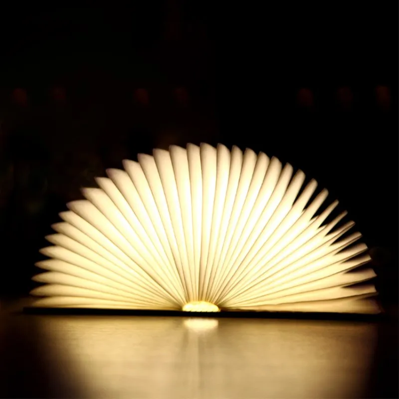 

Wood Folding LED Night Light Portable Book Lamp USB Rechargeable for Children Kids Studying Reading Bedside Bedroom Living Room