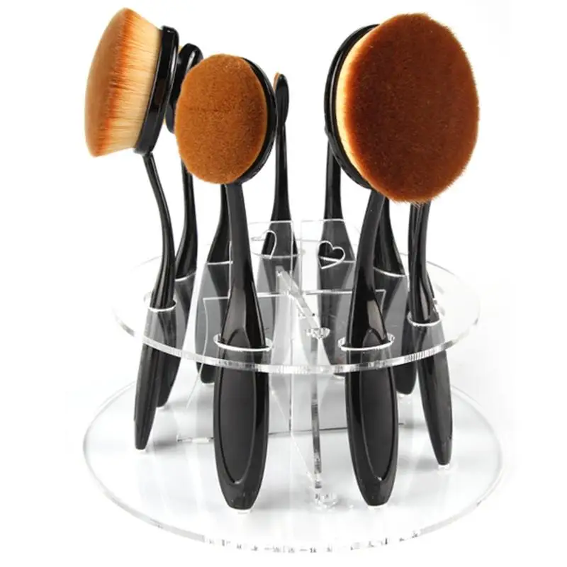 Acrylic Oval Makeup Brushes Holder Rack Stand Display Drying Brush
