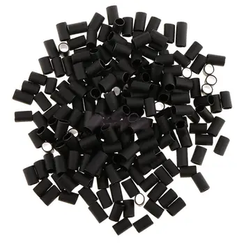

Pack of 200Pcs Heat Shrinkable Micro Link Rings 6mm Glue Lined Tubes for I-tip Hair Extensions Tool Black