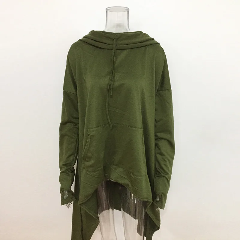 Plus Size S-5XL Solid Long Hooded Sweatshirt Women Long Sleeve Hoodies Pockets Asymmetrical Autumn Tops Sudadera Mujer Tracksuit10