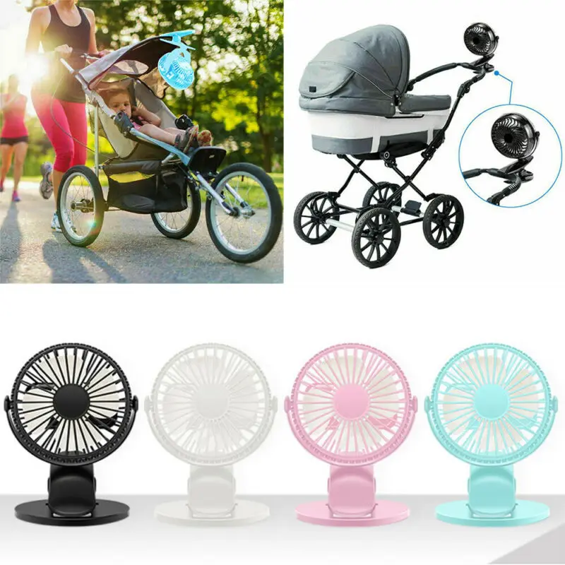  New USB Fan Desk 360-Degree Rotation Adjustable Rechargeable 3 Speed Clip On Mini Desk Pram-Cot For