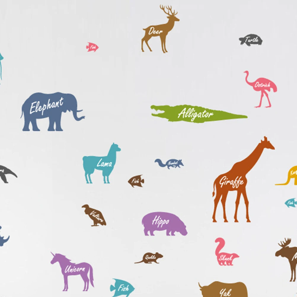 

Removable Wall Sticker Cartoon Animal Silhouette Wall Applique Free Combination Wall Decal Kids Nursery Bedroom Living Room